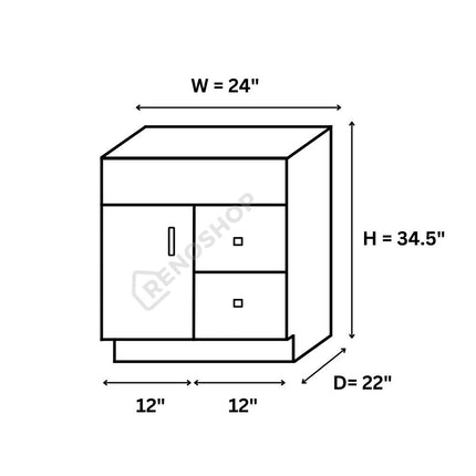 24 Inches Solid Wood Bathroom Vanity Cabinet Only VSD24R