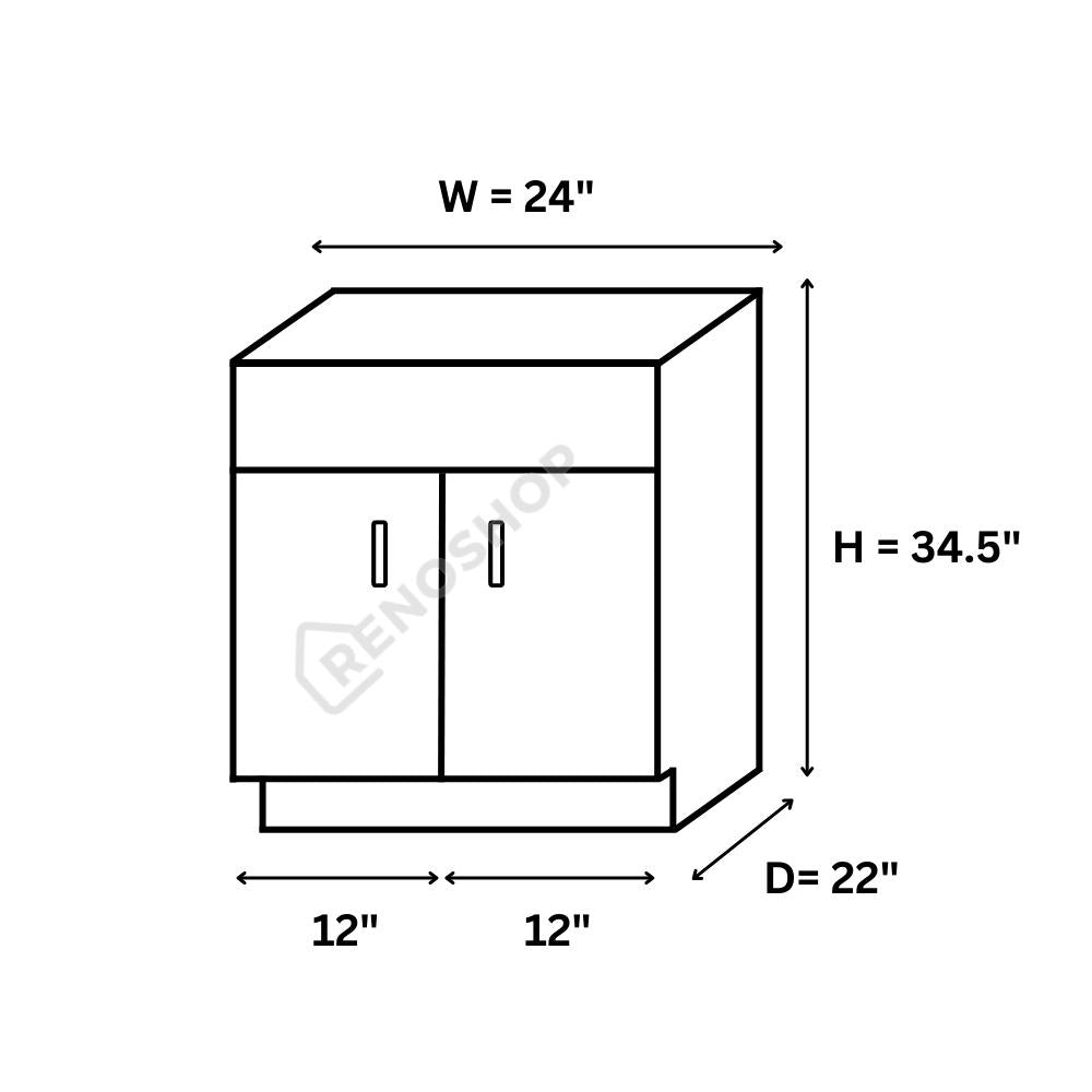 24 Inches COG Solid Wood Bathroom Vanity Cabinet Only 