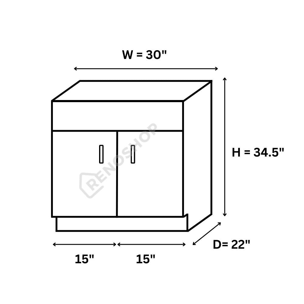 30 Inches COG Solid Wood Bathroom Vanity Cabinet Only 