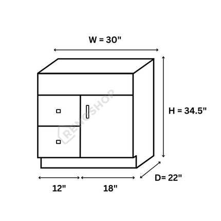 30 Inches Solid Wood Bathroom Vanity with Quartz Top & Sink VSD30L