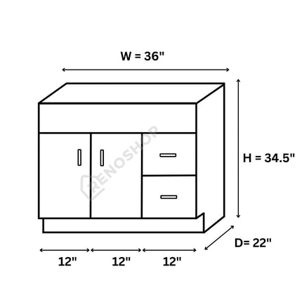 36 Inches K10 Solid Wood Bathroom Vanity Cabinet Only