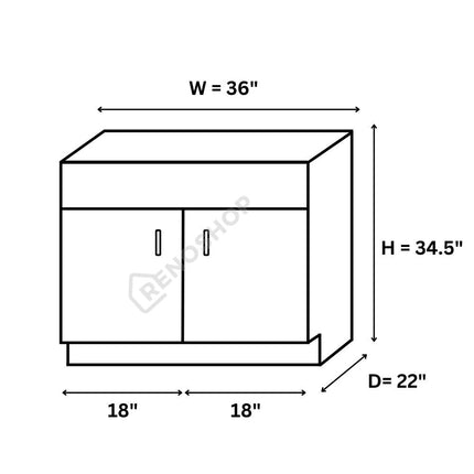 36 Inches COG Solid Wood Bathroom Vanity Cabinet Only 
