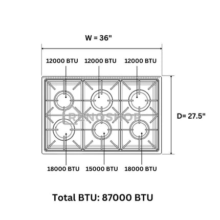 36" Professional Gas Range top in Stainless Steel HRT3606U