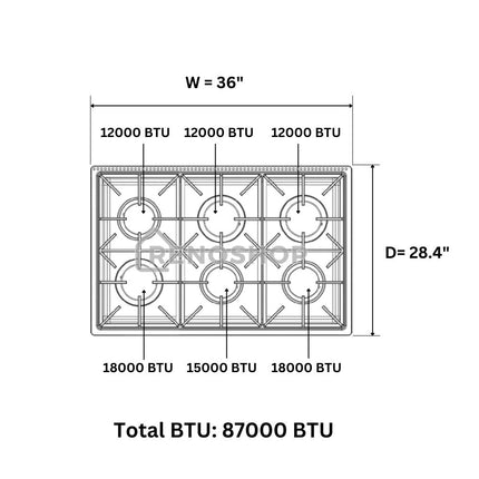 36"Professional Gas Range top in Stainless Steel HRT3618U