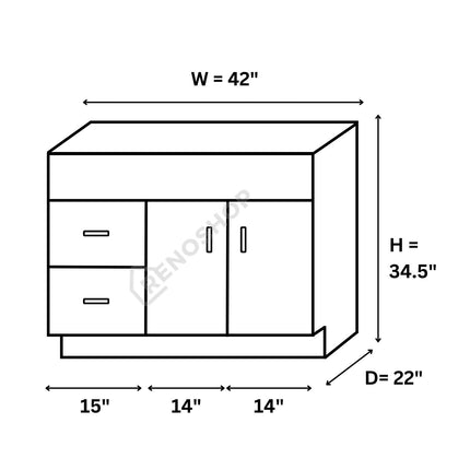 COG Solid Wood Bathroom Vanity Cabinet Only 24"/30"/36"/42"/45"/48"/60" - Crown Home Canada