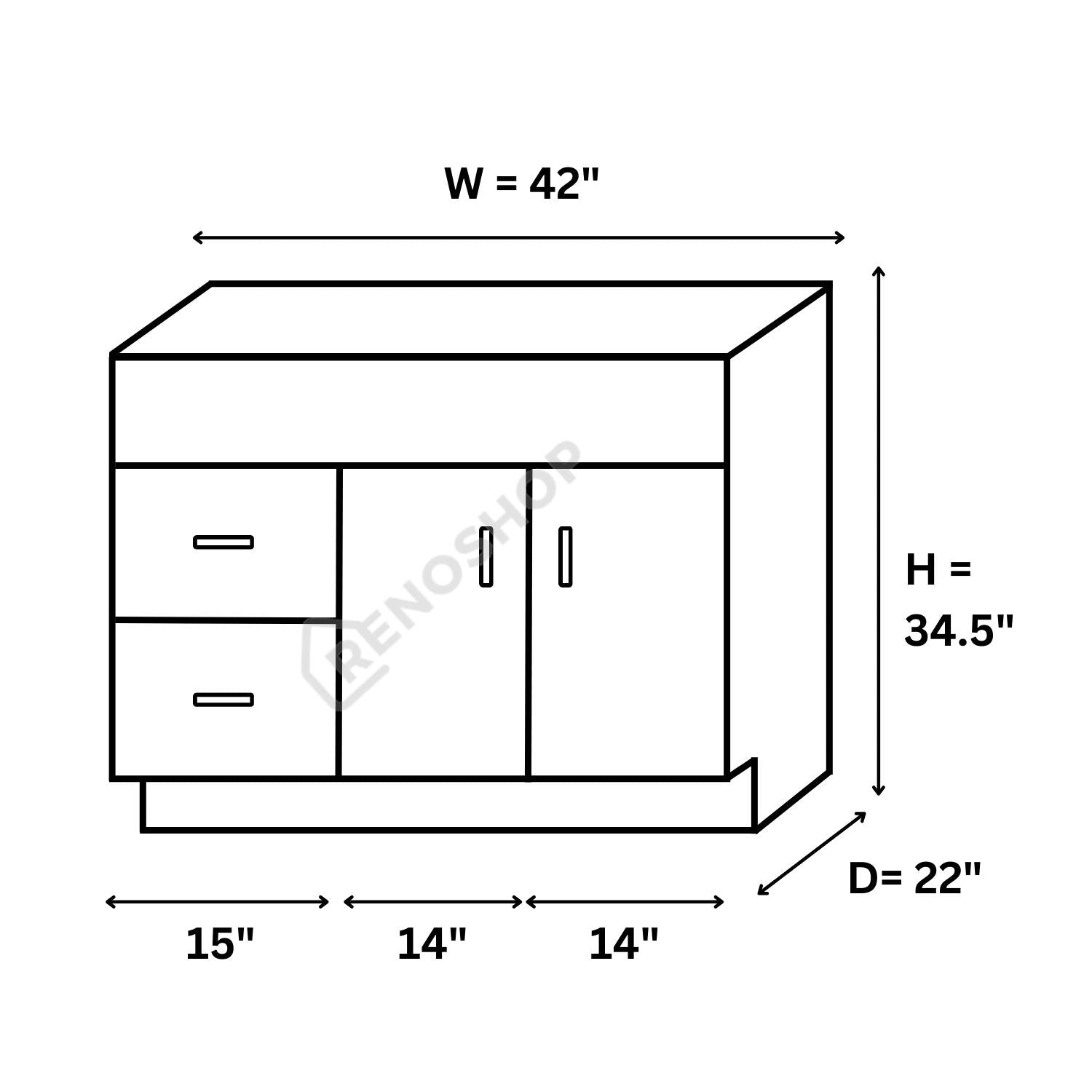 COG Solid Wood Bathroom Vanity Cabinet Only 24"/30"/36"/42"/45"/48"/60" - Crown Home Canada