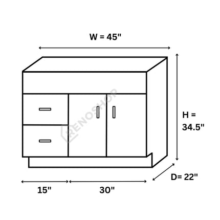 COG Solid Wood Bathroom Vanity Cabinet Only 24"/30"/36"/42"/45"/48"/60" - Crown Home Canada