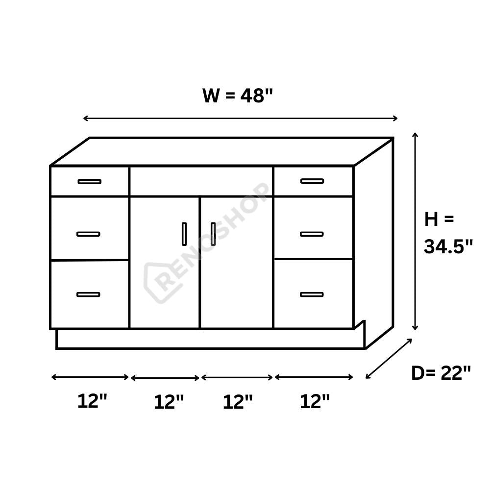 48 Inches COG Solid Wood Bathroom Vanity Cabinet Only 