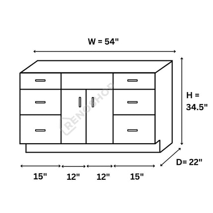 54 Inches  Solid Wood Bathroom Vanity Cabinet Only VSD54