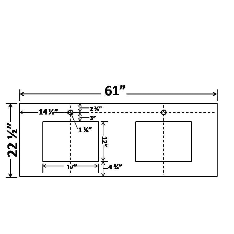 61" Vanity Quartz Counter Top Double Sink V008D-DD - RenoShop