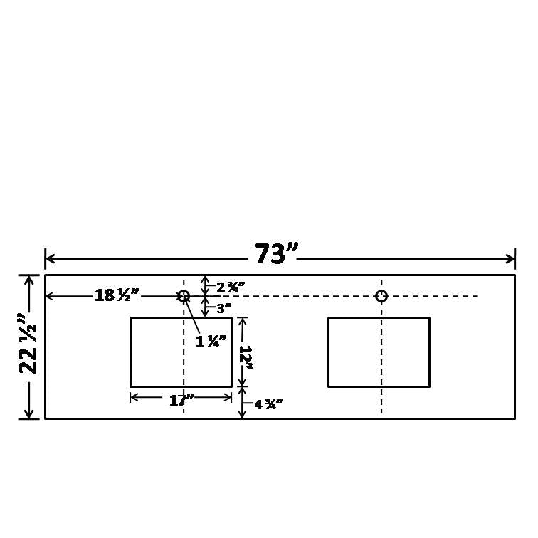 73" Vanity Quartz Counter Top Double Sink 2038DD - RenoShop