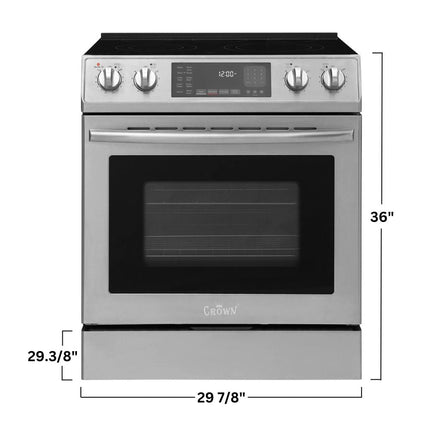 30" Electric Range, Freestanding, Front Control, Self Clean and Air Fry, ARE3001 - Crown Home Canada
