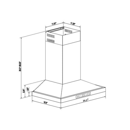 30" 900 CFM Stainless Steel Gesture Control Wall Mount Range Hood PRO-B09/30 - RenoShop