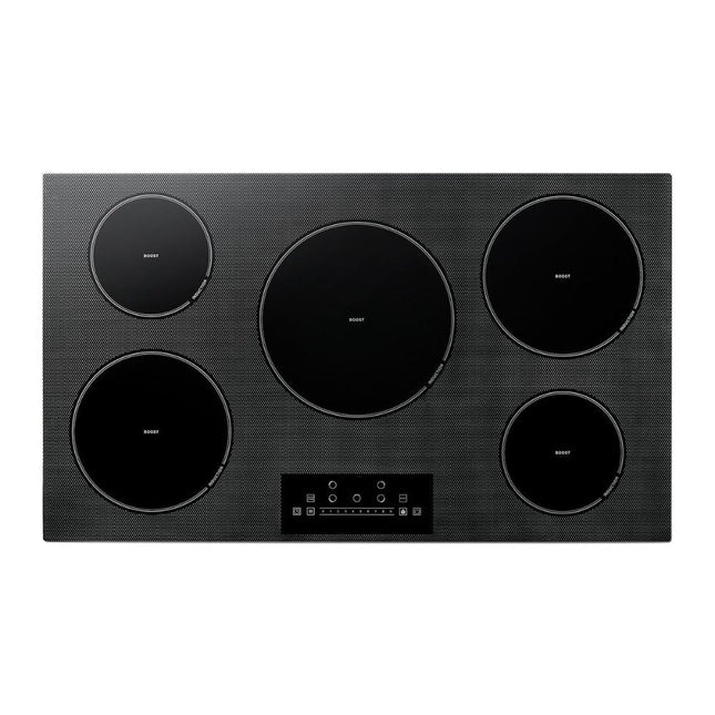 CROWN 36 Inch Induction Cooktop in Black with 5 Elements CIH36