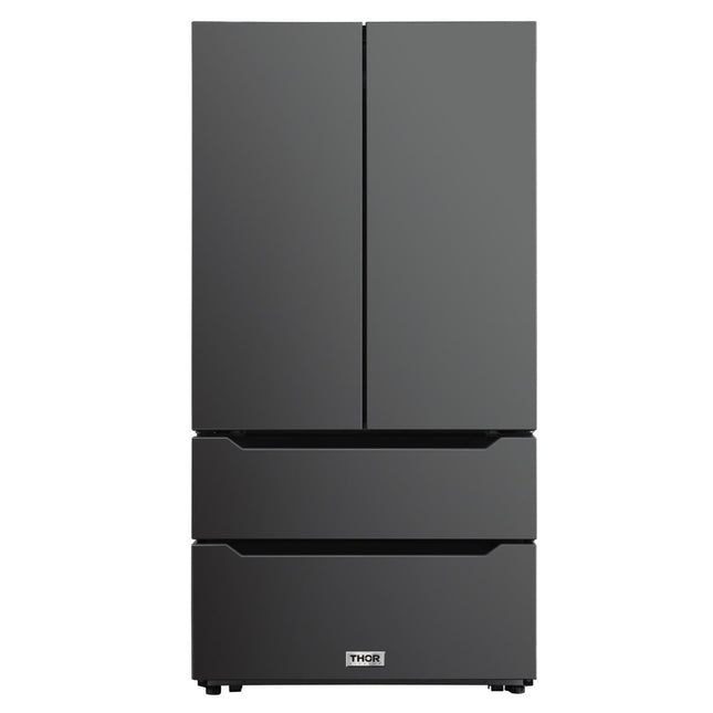 Thor Kitchen HRF3602BS 36" Counter Depth French Door Black Stainless Steel Refrigerator - RenoShop
