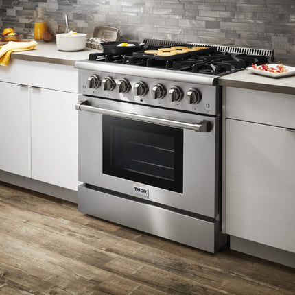 36" Professional Stainless Steel Dual Fuel Range HRD3606U - RenoShop