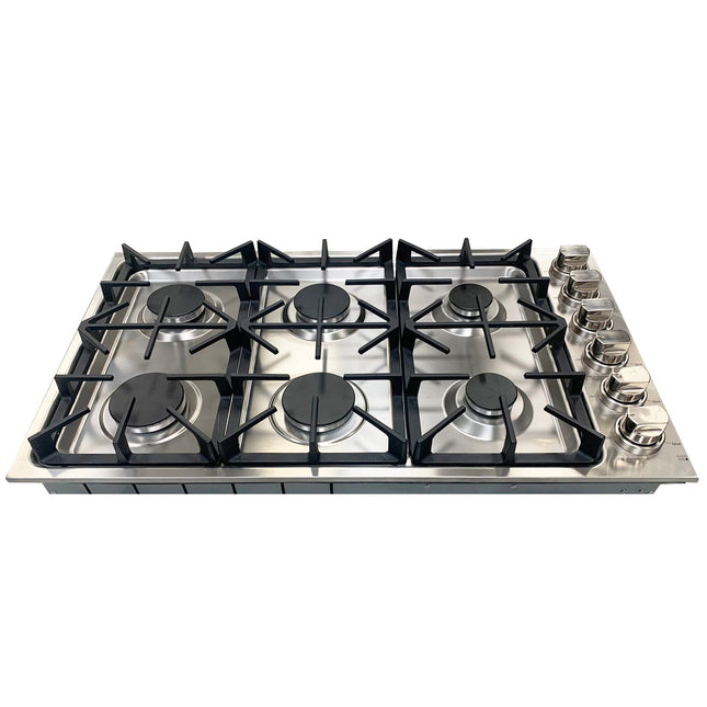 36" Professional 6 Burner Drop-In Stainless Steel Gas Cooktop LGC3601 72,000 BTU - RenoShop