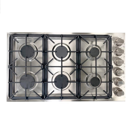 36" Professional 6 Burner Drop-In Stainless Steel Gas Cooktop LGC3601 72,000 BTU - RenoShop
