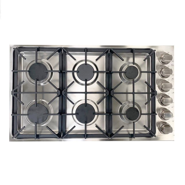 36" Professional 6 Burner Drop-In Stainless Steel Gas Cooktop LGC3601 72,000 BTU - RenoShop