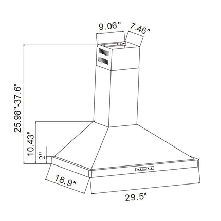 30" 900 CFM Stainless Steel Wall Mount Rangehood PRO-NWB01 - RenoShop