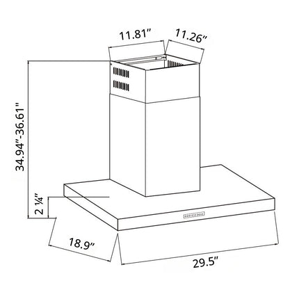 30" 900 CFM Stainless Steel Wall Mount Range Hood PRO-NWZ01 - Crown Home Canada