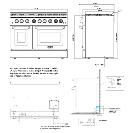 Thor Kitchen HRD4803U New 2020 Model 48" Professional Dual Fuel Double Oven Range - RenoShop