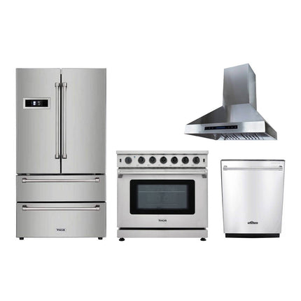 CRTK 36-4 - Pack (Fridge, Range Hood, Gas Range & Dishwasher) Stainless Steel Kitchen Set - RenoShop