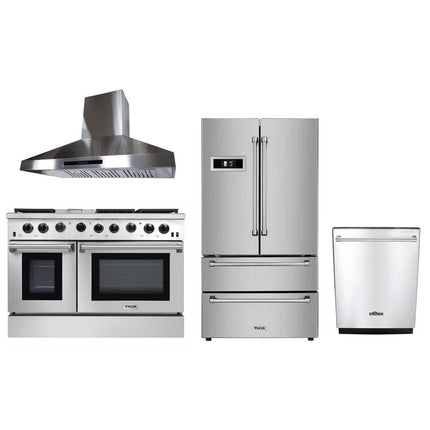 CRTK 48-4 - Pack ( 48" Gas Range, Fridge, Range Hood, & Dishwasher) Stainless Steel Kitchen Set, - RenoShop