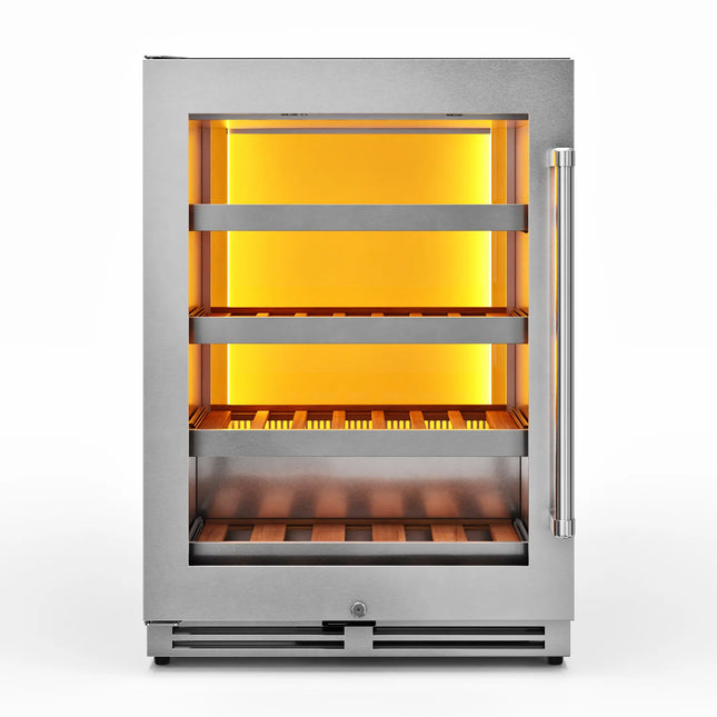 24 Inch Single Zone Wine Cooler, Left Swing, 45 Wine Bottle Capacity – TWC24UL-LH - Crown Home Canada