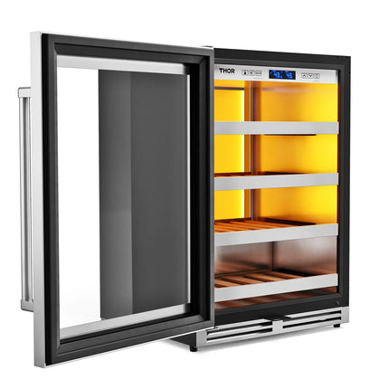 24 Inch Single Zone Wine Cooler, Left Swing, 45 Wine Bottle Capacity – TWC24UL-LH - Crown Home Canada