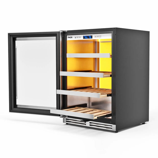 24 Inch Single Zone Wine Cooler, Left Swing, 45 Wine Bottle Capacity – TWC24UL-LH - Crown Home Canada