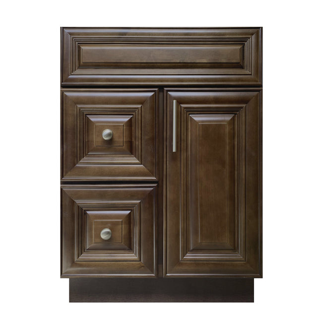Crown VSD24L 24" Solid Wood Bathroom Vanity with Quartz Top & Sink - RenoShop