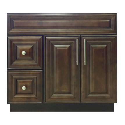 Crown VSD36L 36" Solid Wood Bathroom Vanity with Quartz Top & Sink - RenoShop