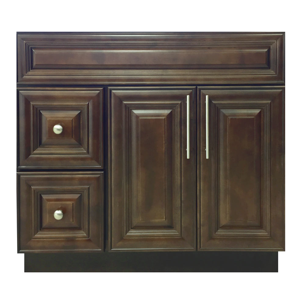 Crown VSD36L 36" Solid Wood Bathroom Vanity with Quartz Top & Sink - RenoShop