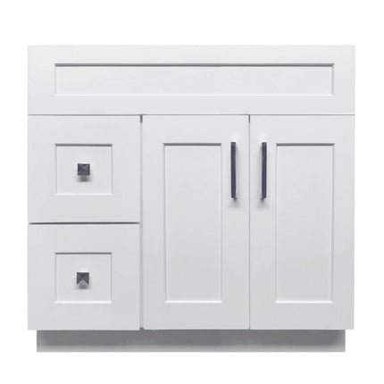36" Solid Wood Bathroom Vanity with Quartz Top & Sink VSD36L - Crown Home Canada
