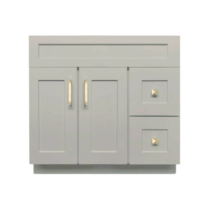 36" Solid Wood Bathroom Vanity with Quartz Top & Sink VSD36R - Crown Home Canada