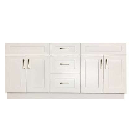 Crown VSD60DD 60" Solid Wood Double Sink Bathroom Vanity with Quartz Top & Sink - RenoShop