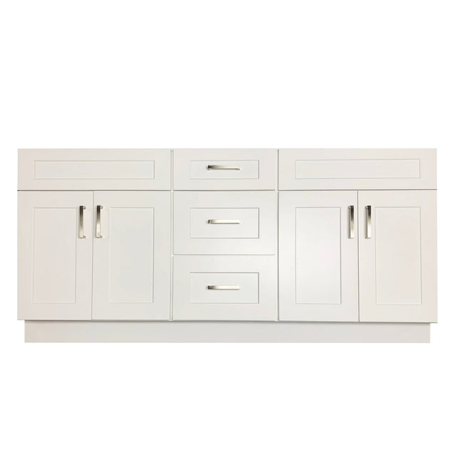 Crown VSD60DD 60" Solid Wood Double Sink Bathroom Vanity with Quartz Top & Sink - RenoShop