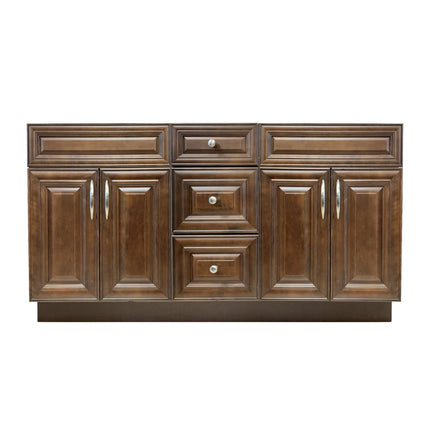 60" Solid Wood Double Sink Bathroom Vanity with Quartz Top & Sink VSD60DD - Crown Home Canada