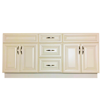 Crown VSD72DD 72" Solid Wood Double Sink Bathroom Vanity with Quartz Top & Sink - RenoShop