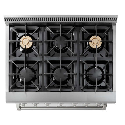 36" Professional Stainless Steel Dual Fuel Range HRD3606U - RenoShop