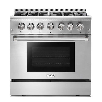 36" Professional Stainless Steel Dual Fuel Range HRD3606U - RenoShop