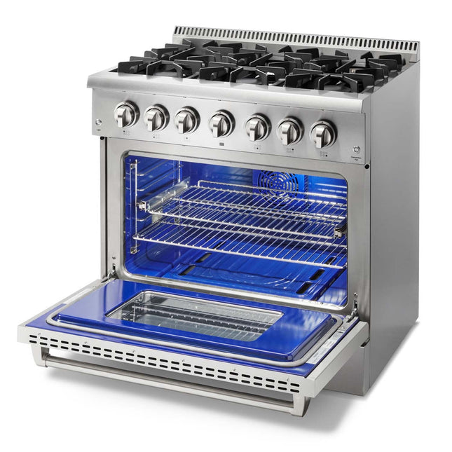 36" Professional Stainless Steel Dual Fuel Range HRD3606U - RenoShop