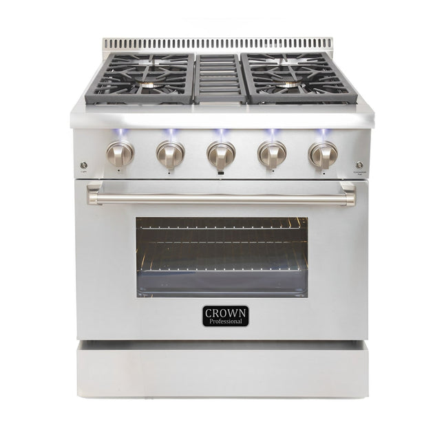 30" Crown Professional Stainless Steel Dual Fuel Gas Range ARD3001 - Crown Home Canada