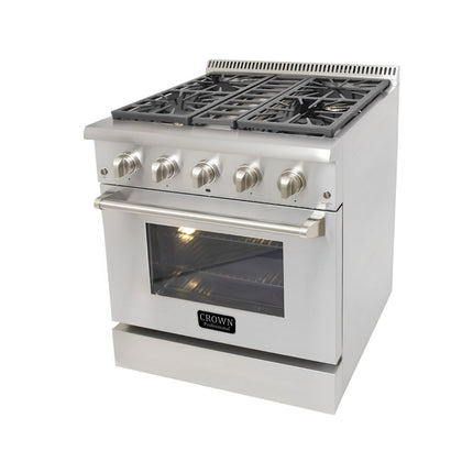 30" Crown Professional Stainless Steel Dual Fuel Gas Range ARD3001 - Crown Home Canada