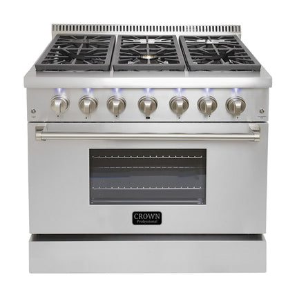 36" Crown Professional Stainless Steel Dual Fuel Gas Range ARD3601 - Crown Home Canada