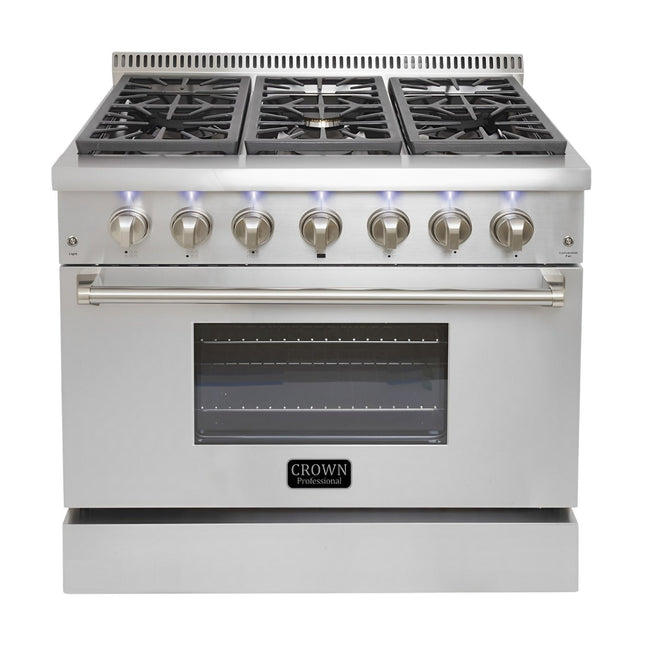 36" Crown Professional Stainless Steel Dual Fuel Gas Range ARD3601 - Crown Home Canada