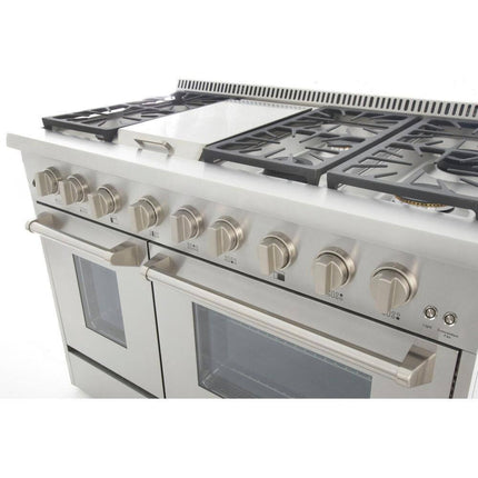 48" Crown Professional Stainless Steel Dual Fuel Double Gas Range ARD4801 - Crown Home Canada