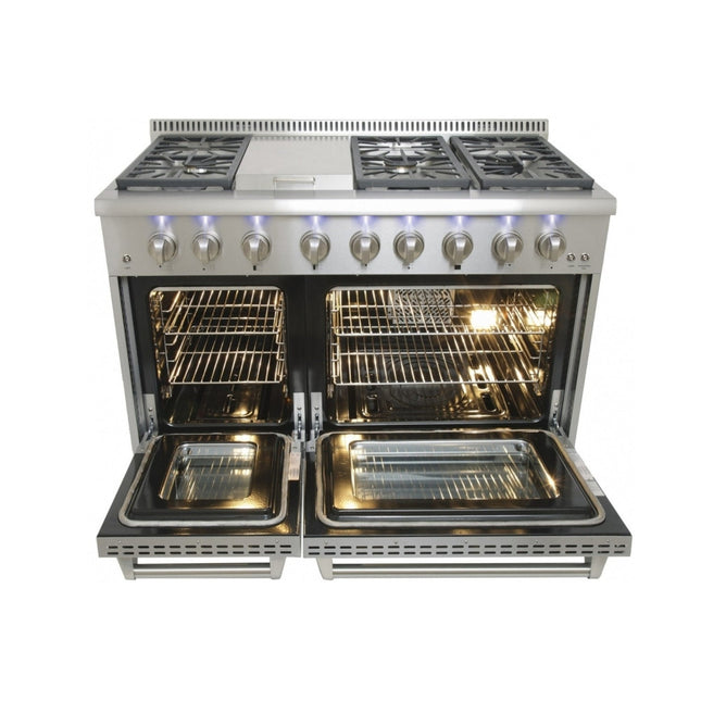 48" Crown Professional Stainless Steel Dual Fuel Double Gas Range ARD4801 - Crown Home Canada