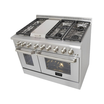48" Crown Professional Stainless Steel Dual Fuel Double Gas Range ARD4801 - Crown Home Canada